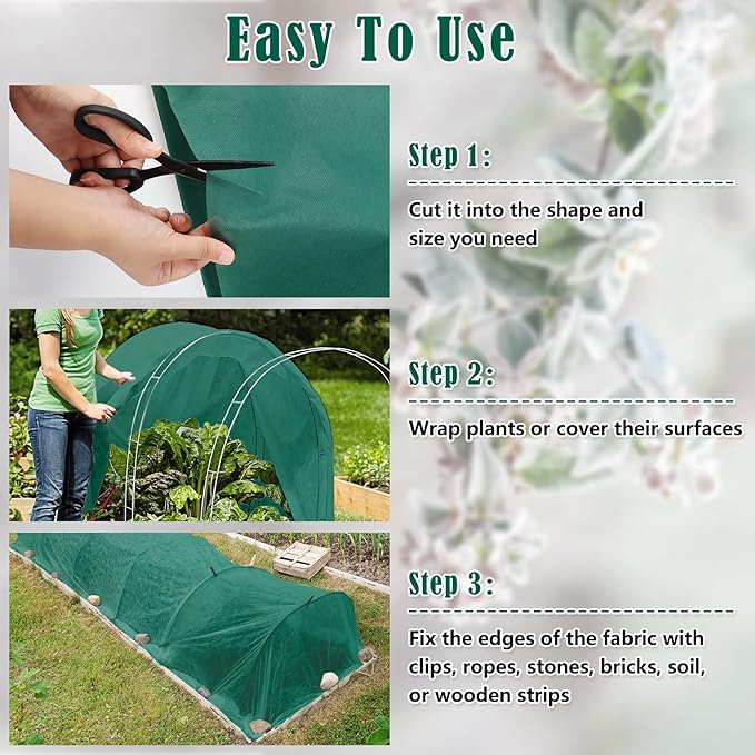 UQM 10 X 50 Ft Plant Covers Freeze Protection, 1.08oz/Yd² Frost Cloths Blankets for Outdoor Plants, Frost Protection Plant Cover for Winter Vegetables Plants Raised Bed