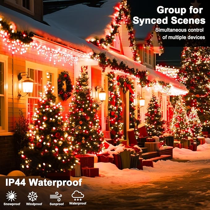 328 FT 1000 LED String Lights Outdoor Indoor, Christams String Lights Waterproof 8 Modes & Timer, Fairy Lights Plug in for Bedroom, Weeding, Patio, Party, Holiday,Christmas Decor (Red+Warm)