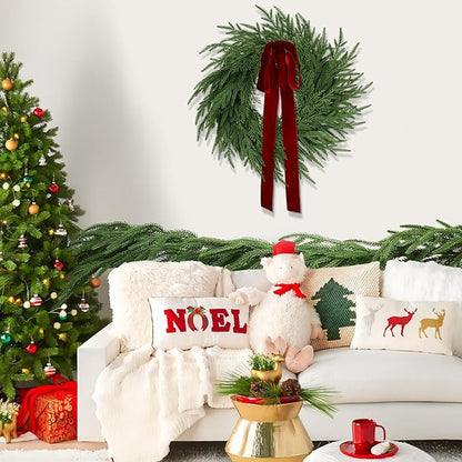 Faux Norfolk Pine Christmas Garland – Real Touch Greenery Artificial Cedar Christmas Garland for Fireplace Mantel, Staircase, Door Frame, Holiday Indoor Winter Décor (9FT-1Pack)