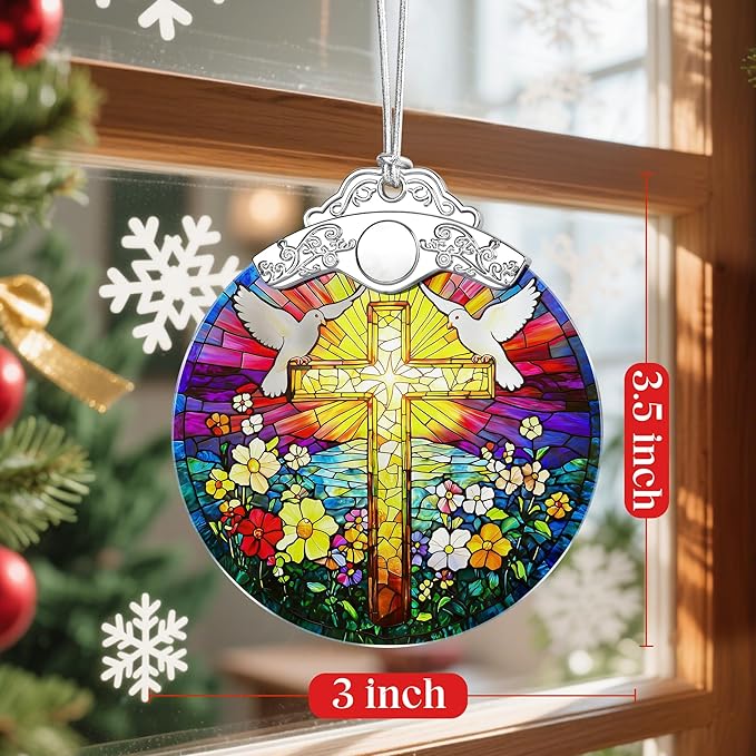 Catholic Cross Ornament, Christian Christmas Ornament, Christmas Tree Ornament, Religious Home Decor, Christian Gifts for Her, Religious Gifts, Gift Exchange, Gift Idea - Pattern C