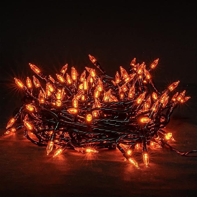 Dazzle Bright 200 LED Halloween Mini String Lights, 65FT Light Up 8 Modes Christmas Decorations Fairy Lights for Indoor Outdoor Room Garden Holiday Party (Orange)