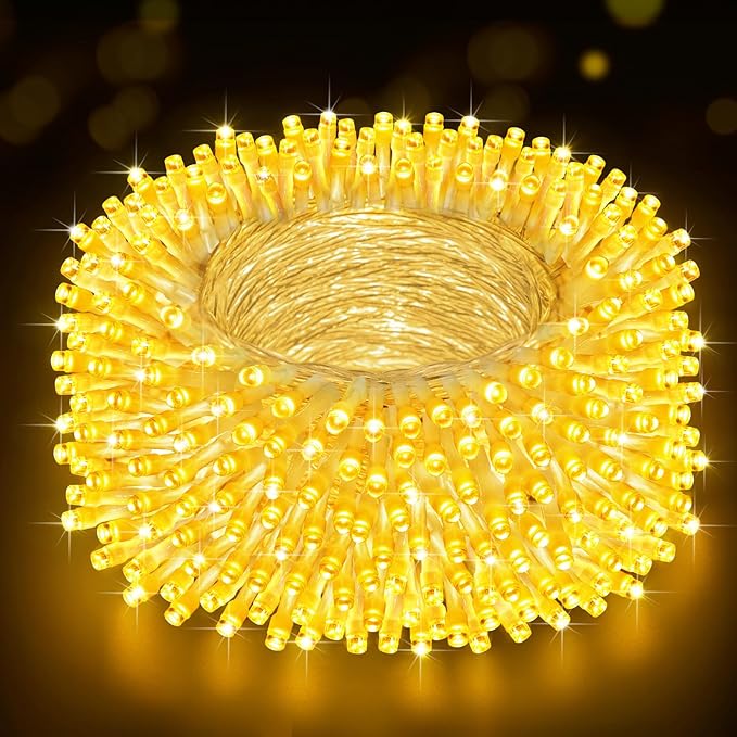 Heceltt Christmas Lights Outdoor, 125FT 350 LED String Lights 8 Modes and Timer Memory Function Twinkle Fairy Lights Waterproof Plug in for Xmas Tree Wedding Party Holiday Decor(Warm White)