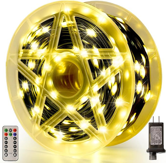 Christmas Lights 600 LED 196FT, IP67 Waterproof Christmas Tree Lights with 8 Modes, Outdoor String Lights with Timers & Memory Function, Xmas Light for Holiday Decor (Warm White)