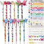380pcs Beaded Garden Stake, DIY Butterfly Fairy Wand Garden Stake Kit with 10IN Threaded Rod Crystal Stopper Top Large Holes Beads Butterfly Decoration Pendants Outdoor Fairy Garden kit