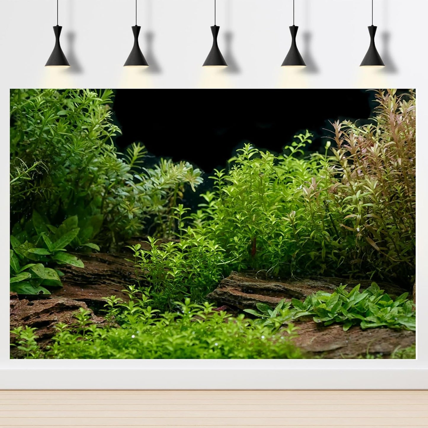 Aquarium Background Underwater Green Grass Leaves Stone Aquarium Backdrop Vivid and Fresh Green Aquatic Plant Stone River Bed and Lake Fish Tank Background Decor Vinyl 24x16in