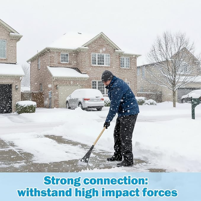 Lasnten 2 Pcs 42 Inch Heavy Duty Stainless Steel Ice Chopper with Advanced Wooden Handle Ice Scraper Snow Removal Equipment for Driveway Sidewalk Roads