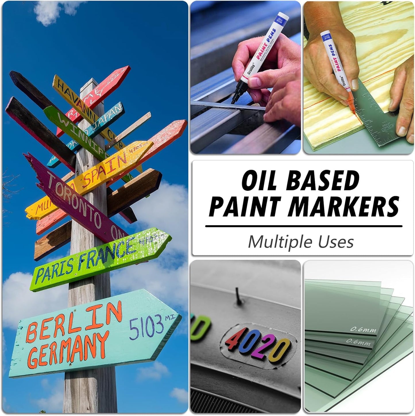 Pink Paint Markers, 3 Pack Oil-Based Waterproof Quick Dry Permanent Paint Pen Set for Rocks Painting, Wood, Fabric, Plastic, Canvas, Glass, Mugs, Metal, Tire, Stone, DIY Craft