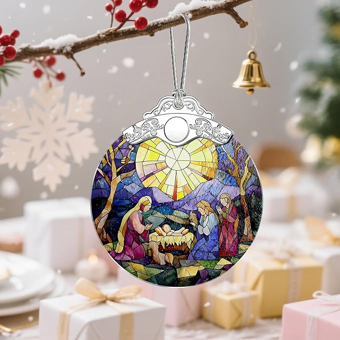 Christmas Ornament, Christmas Tree Decor, Christian Ornament, Nativity Scene, Religious Home Decor, Christian Gifts, Religious Gifts, Gift Exchange, Gift Idea - Pattern E