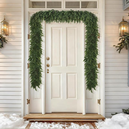 Realistic Christmas Garland for Mantle 6FT Real Touch Thick/Lush Artificial Cedar Garlands Christmas Decorations Indoor Christmas Garland for Stairs Railing Outdoor Fireplace Table Xmas Holiday Decor