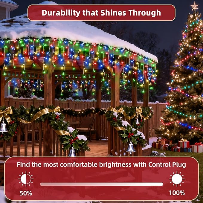 670 LED 66ft Christmas Lights with 148 Drops, 12 Lighting Modes Multicolor Christmas Decoration Twinkling Lights Dimmable, Timer Outdoor Waterproof Fairy Lights for Indoor Garden House Eaves Roof