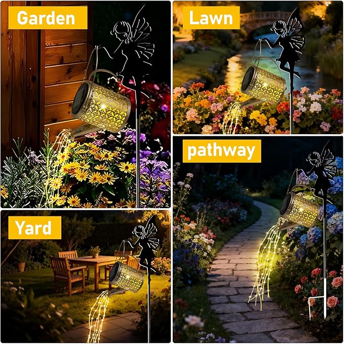 Solar Watering Can Light, Outdoor Decorative Garden Decor Lights for Yard Decorative Birthday Gifts for Women for Patio Yard Statues Garden Decor Gifts