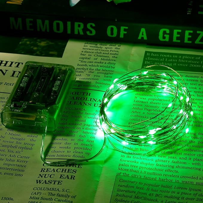 4 Pack 16.4ft Battery Operated String Lights with Timer, Green with Synchronized Twinkle Mode, Fairy Lights Battery Powered, 50 LEDs, Idea for Christmas Bedroom Party Wedding