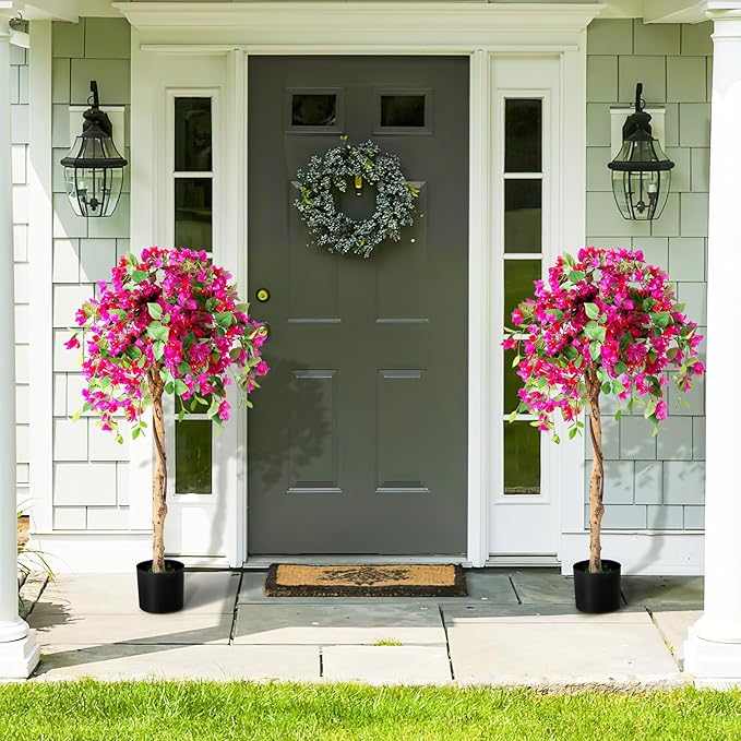 SAFEPLUS 4.5FT Bougainvillea Artificial Tree, Tall Fake Floor Plant for Indoor Outdoor Décor