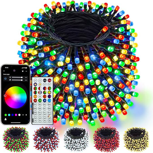 500LED Smart Color Changing Christmas Lights App Controlled, 175FT Waterproof RGB Twinkle String Light Music Sync Multiple Modes, Christmas Lights with Remote & Timer Indoor Outdoor Xmas Decorations