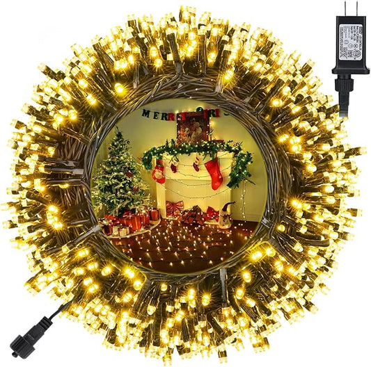 Toodour Christmas Lights Outdoor, 131ft 350 LED String Lights, Timer, Waterproof 8 Modes Outdoor Christmas String Light - Twinkle Light for Tree Home Garden Yard Wedding Party Xmas Decor(Warm White)