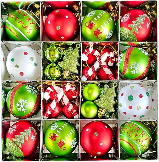 46pcs Christmas Ornaments, Christmas Tree Ornaments, Christmas Tree Decoration Ornaments Xmas Ball for Xmas Tree Holiday Wreath Garland, Red and Green