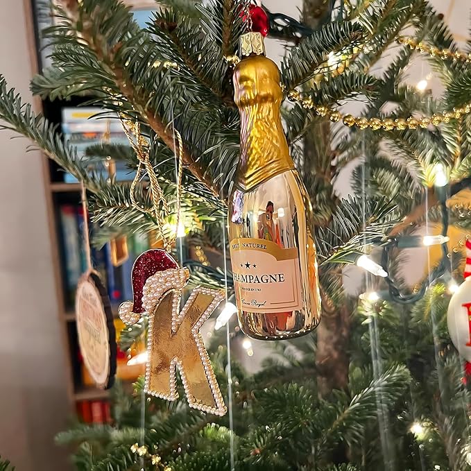 2025 Christmas Initial Ornaments, Letter O Ornaments for Christmas Tree, Red Hat Xmas Ornament for Mother Best Friends Sister Wife|O-Letter Ornament