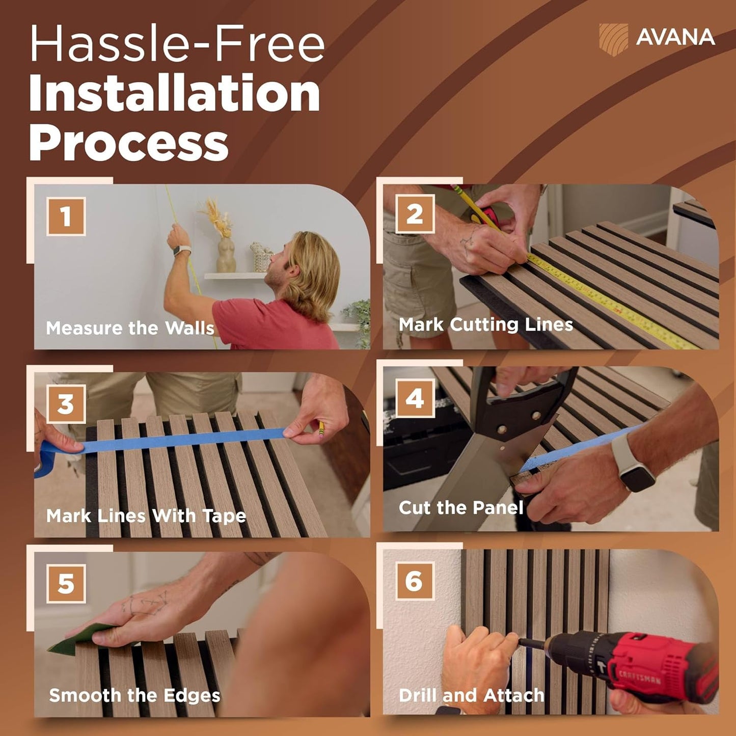 Avana Acoustic Wood Wall Panels – 47.2 X 12.6 Inch Smoke Walnut Acoustic Panels 2 PCs – Modern Wall Panels For Interior Wall Decor For Homes, Offices, Studios – Sturdy And Durable Wood Panels For Wall