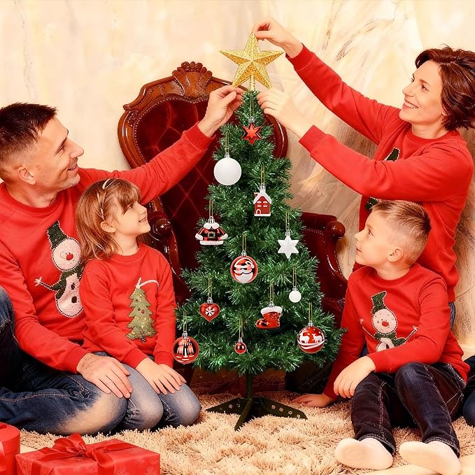 48PCS Christmas Balls Ornaments Set,Shatterproof Plastic Ball Set with Hanging Strings,Hanging Ball Ornaments for Xmas Christmas Tree Decorations,Early Ideas