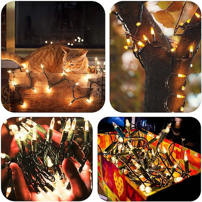 Christmas Lights - Battery Operated String Lights 50 LED String Lights Mini Lights with Auto-Timer and 8 Lighting Modes for Christmas Wreath Party Wedding Garden Home Decoration, Warm White, 2 Pack