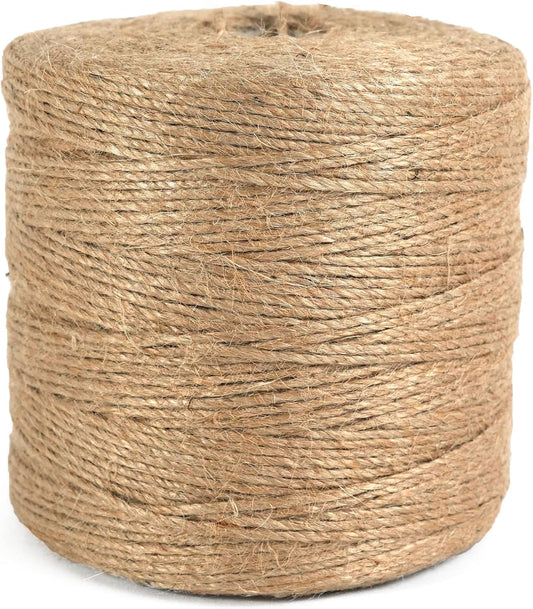 ARISKEY Natural Jute Twine 3mm,1313 Feet Garden String Long Cord Suitable for Crafting and Weaving Projects,Gardening Purposes and Outdoor Heavy-Duty Use