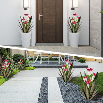 Homight Metal Agave Plant Outdoor Decoration Outdoor Garden Decoration Lily Mexican Yard Art Plant Garden Agave Lily Decorative Garden Gift… (2 Big Red Lilies)