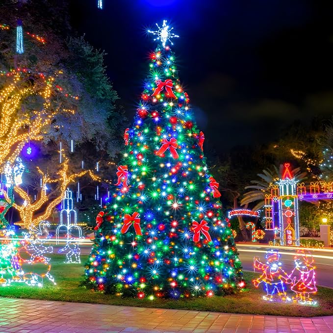 SAUIRS 600FT 1500 LED Christmas Lights Outdoor String Lights with 8 Modes Timer Waterproof Fairy Light Plug in for Outside Indoor Party Xmas Palm Tree Yard Wedding Decorations(Multicolor)