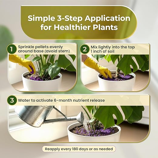 Indoor Plant Fertilizer Pellets | 18-6-8 Macro Plus for Seedlings and Mature Plants | Multi-Purpose Blend & Gardening Supplies| 5.2 oz Resealable Packaging