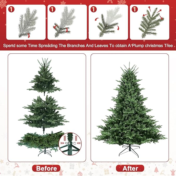 5ft Unlit Christmas Tree with 1122 PE&PVC Mixed Branch Tips - Douglas Fir, Perfect for Home, Shops and Holiday Decoration