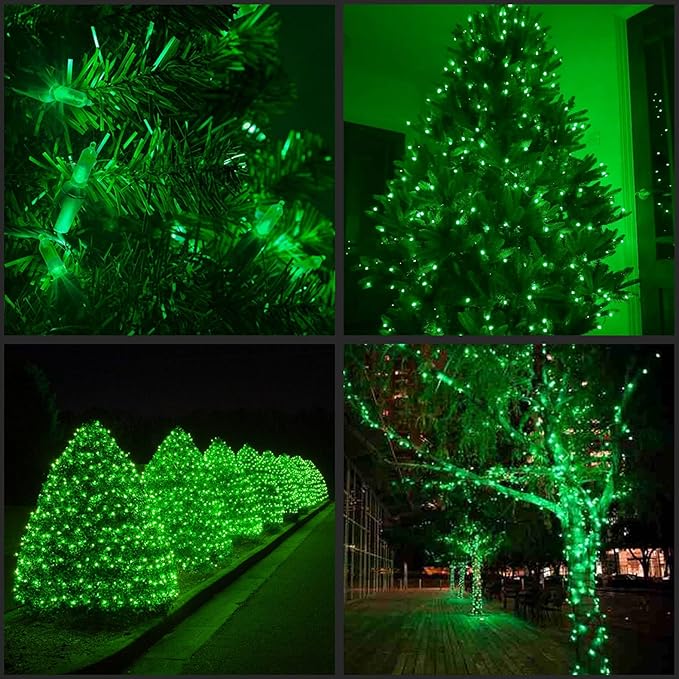 YULETIME 100 Count Green Christmas Lights, 33 Feet Green Wire UL Certified Incandescent-Like LED Mini String Lights