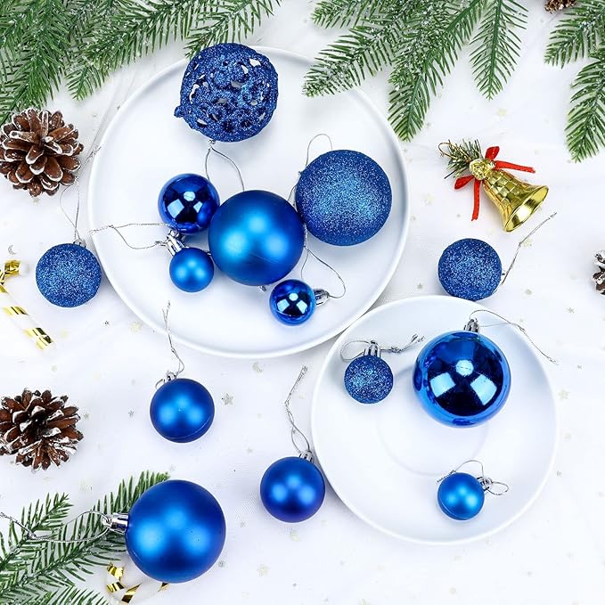 Aitsite 100 Pack Christmas Tree Ornaments Set Mini Shatterproof Holiday Ornaments Balls (Blue)