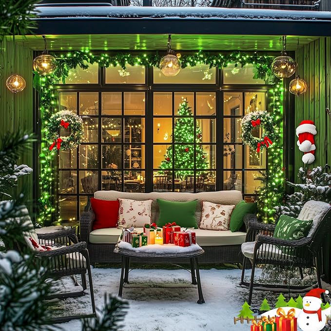 JMEXSUSS 500 LED Green Christmas Lights, 8 Modes Green String Lights Outdoor Plug in, 173ft Christmas Light for Party Xmas Tree Decorations