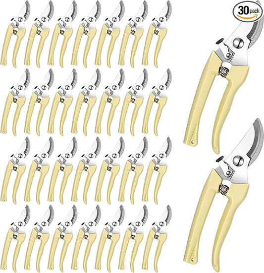 Chumia 30 Garden Flower Shears Pruning Scissors Heavy Duty Plant Scissors Trimming Garden Clippers Hand Tree Pruner for Yard Gardening Plants Hedge Flower Tree Cutting Secateurs (Beige)