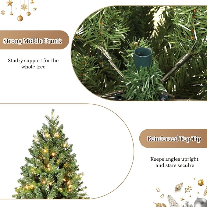 5ft Prelit Artificial Christmas Tree with Lights,North Valley Spruce Xmas Tree Indoor Outdoor Decor for Home Holiday, Easy to Assemble