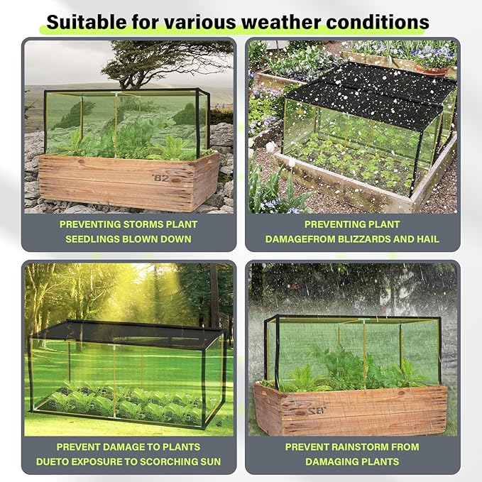 Seedling Net Plant Protector, 19 Fibreglass Poles Make Up The Garden Plant Awning, Bird Netting, Preventing The Hot Sun and Squirrels from Harming Plant Seedlings,47.2" X 23.6" X 23.6"