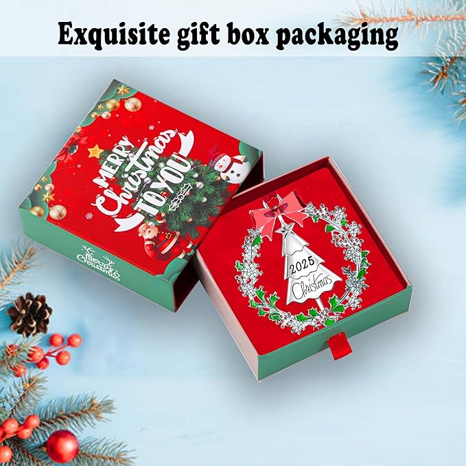 Christmas Ornaments 2025,Xmas Keepsake Pendant, Christmas Tree Ornament Handcrafted Metal DIY Hanging Craft Collectibles for Xmas Trees Home Party Party Gifts (tree2025)