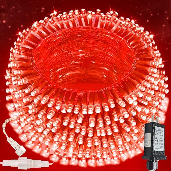 Connectable 200 LED String Lights Indoor Outdoor, 66FT Red Christmas Lights Waterproof, 13 Modes with Timer, Twinkle Fairy Lights Plug in Clear Wire for Christmas Tree, Bedroom, Halloween Decor