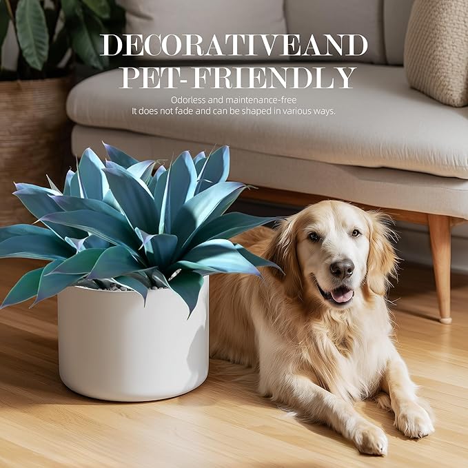 Artificial Agave Faux Agave 14.2In Fake Greenery Outdoor Artificial Plant Fake Plant for Indoor Home Decoration Plastic Plant Outdoor Decoration Front Porch Decor Simulation Plants Blue，2Pack