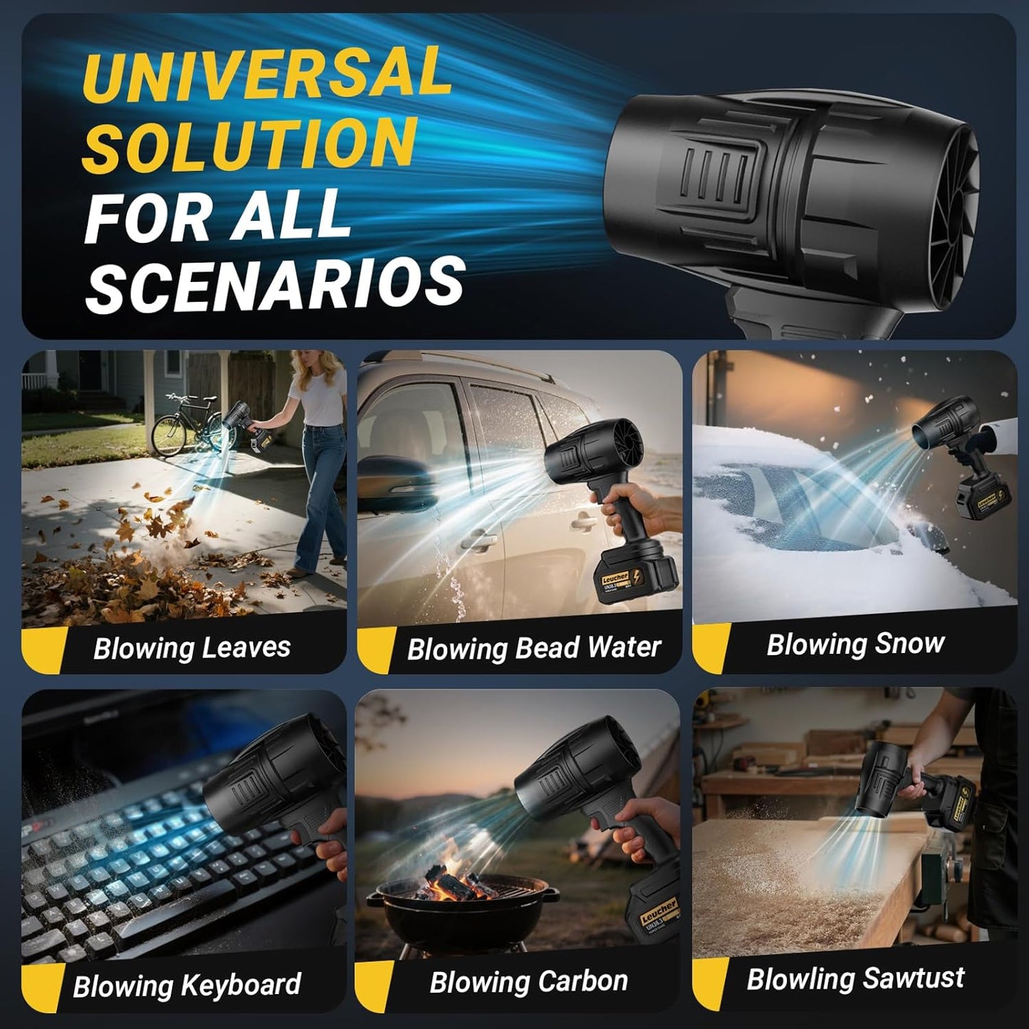 Leaf Blower Cordless,Hand Held Blower with 21V*2 Pcs Batteries,300000RPM Turbo Jet Blower,Portable Leaf Blower for Patio Cleaning,Lawn Care, Leaves and Dust