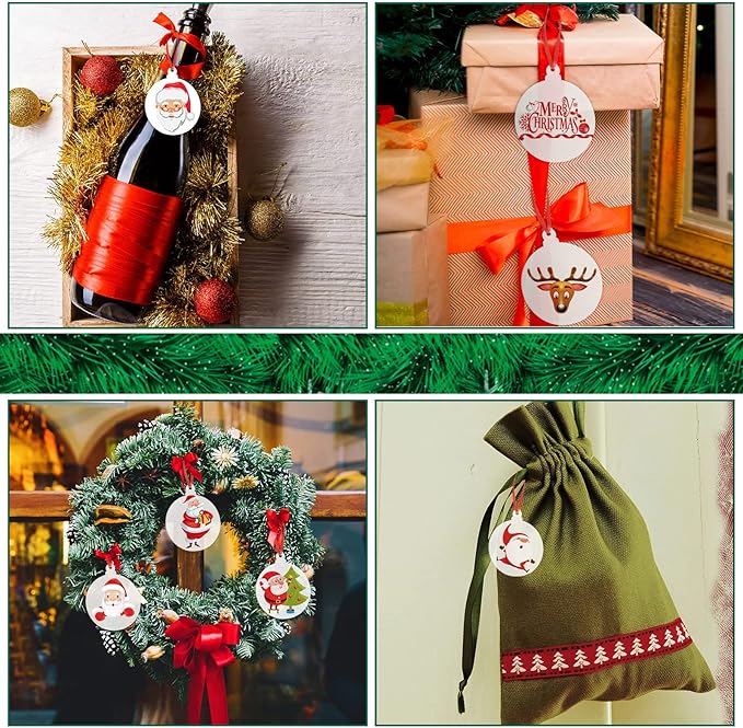 100 Pack Clear Ornaments with Red Ribbon - Blank Round Acrylic Christmas Baubles for Tree Decoration and Crafts (3 Inches)