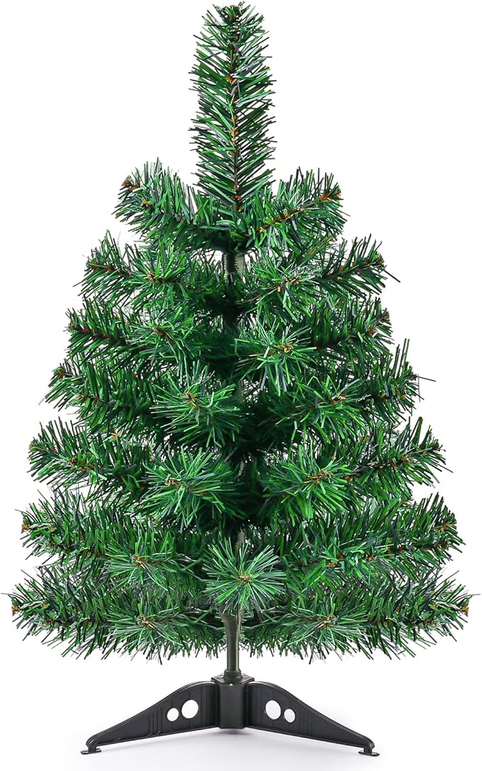17.7Inch Artificial Christmas Tree Green Tabletop Christmas Tree with Plastic Stand Mini Xmas Pine Tree for Indoor Outdoor Holiday Home Decoration