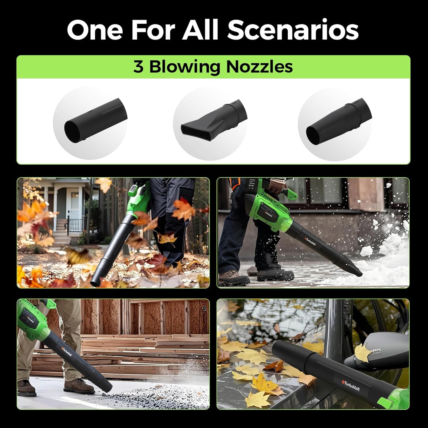 Leaf Blower, 20V Cordless Electric Blower with 2 * 5.0Ah Batteries and 1 Hour Fast Charger, Lightweight Leaf Blower for Patio Cleaning, Lawn Care, Blowing Fallen Leaves and Dust