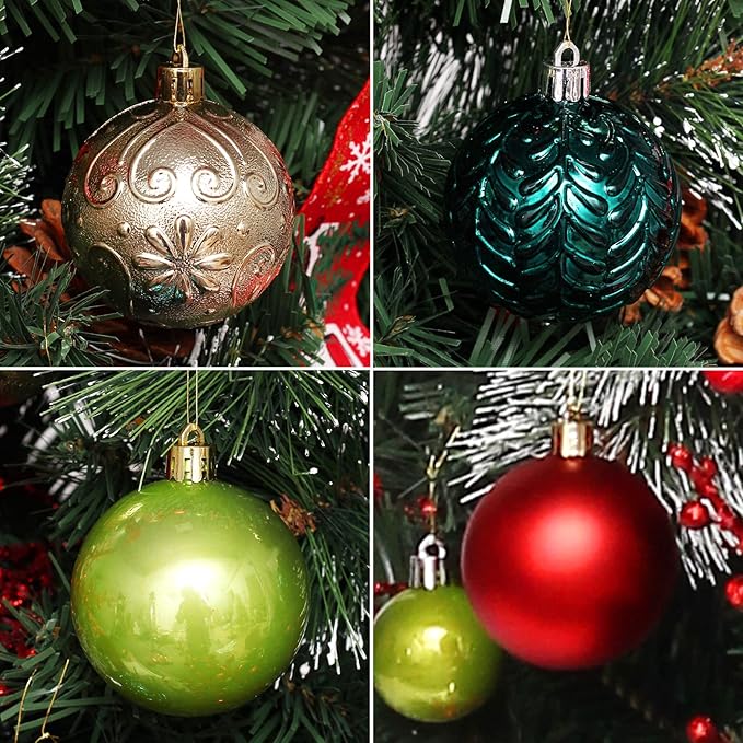 Christmas Tree Ornaments, 40pcs Christmas Ball Ornaments Set Shatterproof Christmas Tree Decorations for Xmas