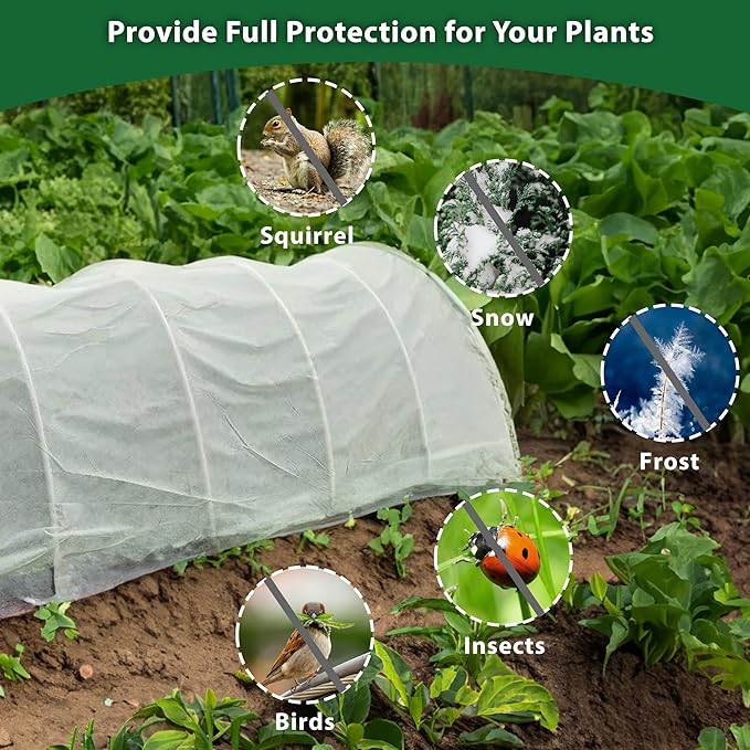 10 * 33 FT Plant Covers Freeze Protection, 1.06 oz/yd² Large Thick Floating Row Cover Fabric for Winter Frost Protection, White Blanket Cloth for Outdoor Garden Vegetables in Cold Weather