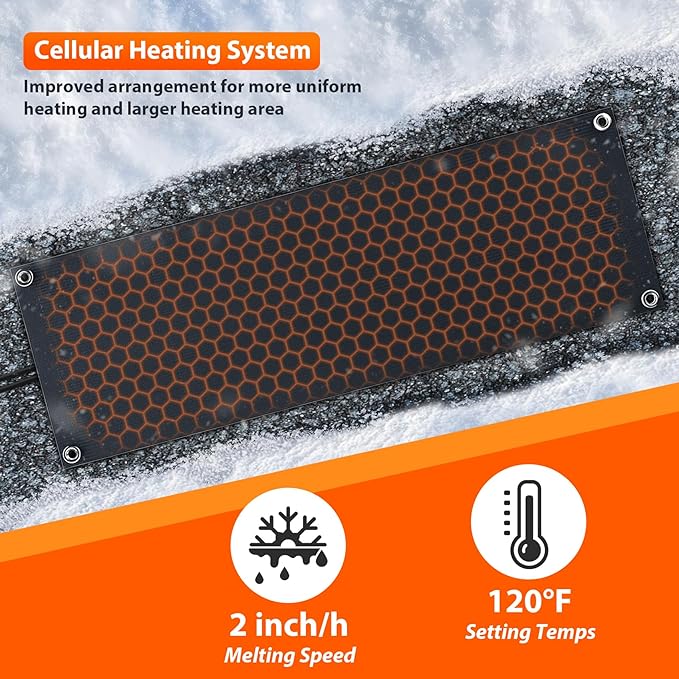 mestyl Heated Snow Melting Mats Outdoor, 10 x 30 Inch Heated Outdoor Mats, Snow and Ice Melting Mats No-Slip Winter Outdoor Heated Mats for Stair, Walkway, Steps, Sidewalks, Decks, Driveway, 4Pcs