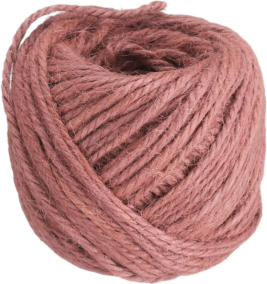 uxcell 164 Feet Natural Jute Twine String,3mm Thin Garden Twine Rope Colored Plant String Cord for DIY Art Crafts Gift Wrapping Decoration Packing Gardening Plant Hanger,Pink