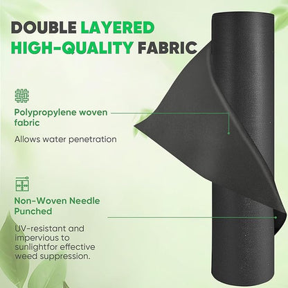 Non-Woven Thick Weed Barrier Fabric 3 FTx300 FT, 3.2oz Heavy Duty Weed Barrier Landscape Fabric, Ground Cover for Superior Weed Control, Easy Setup for Gardens, Landscaping, Flower Beds (Black)
