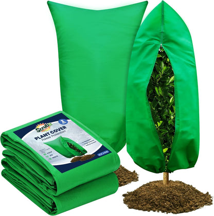 SCRUBIT Plant Covers Freeze Protection, 47.2" W x 70.8" H Frost Cloths for Outdoor Plants & Fruit Trees with Zipper and Drawstring, Thick Winter Plant Covers - 2 Pack Tree Frost Blankets for Shrubs