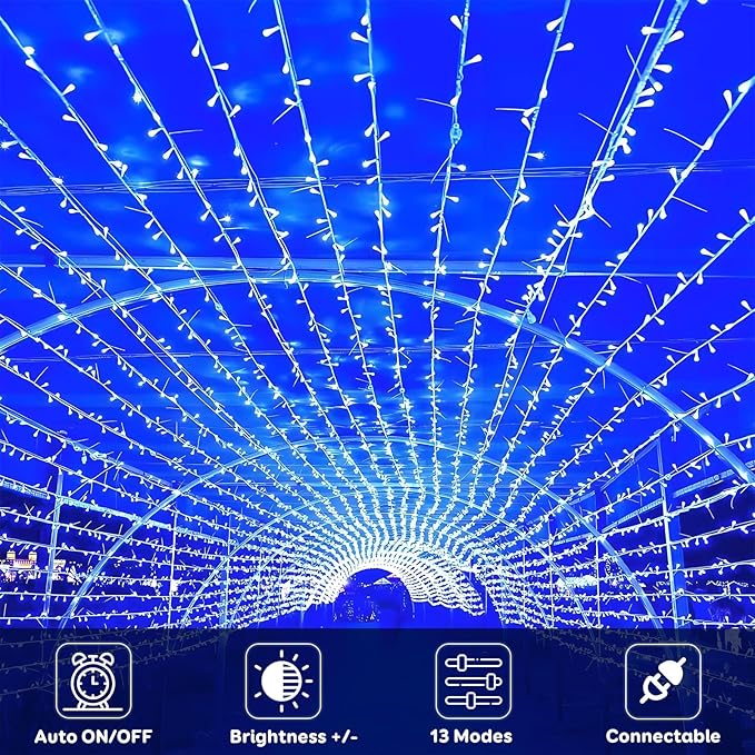 88FT 240LED Extra-Long Connectable String Lights Indoor Outdoor Clear Wire, Blue Christmas String Lights, Plug in Twinkle Fairy Light with Timer for Wedding Patio Tree Yard Christmas Decorations