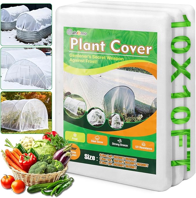 White Plant Covers Freeze Protection, 10 x 10 ft - 1.5 oz/yd² Frost Cloths for Outdoor Plants, Tree Covers Freeze Protection, Winter Garden Blanket, Sun Cover for Plants for Greenhouse, Vegetables
